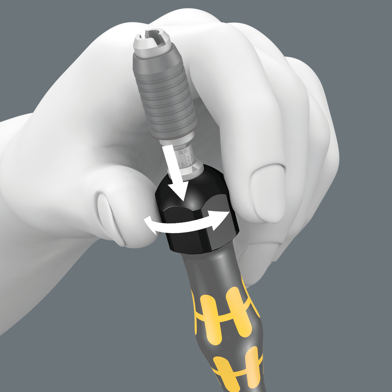 Отвёртка-битодержатель динамометрическая антистатическая 0.02-0.06 Нм Halfmoon/HIOS 4 мм лупа ESD Kraftform Micro серия 1430 Wera WE-074802