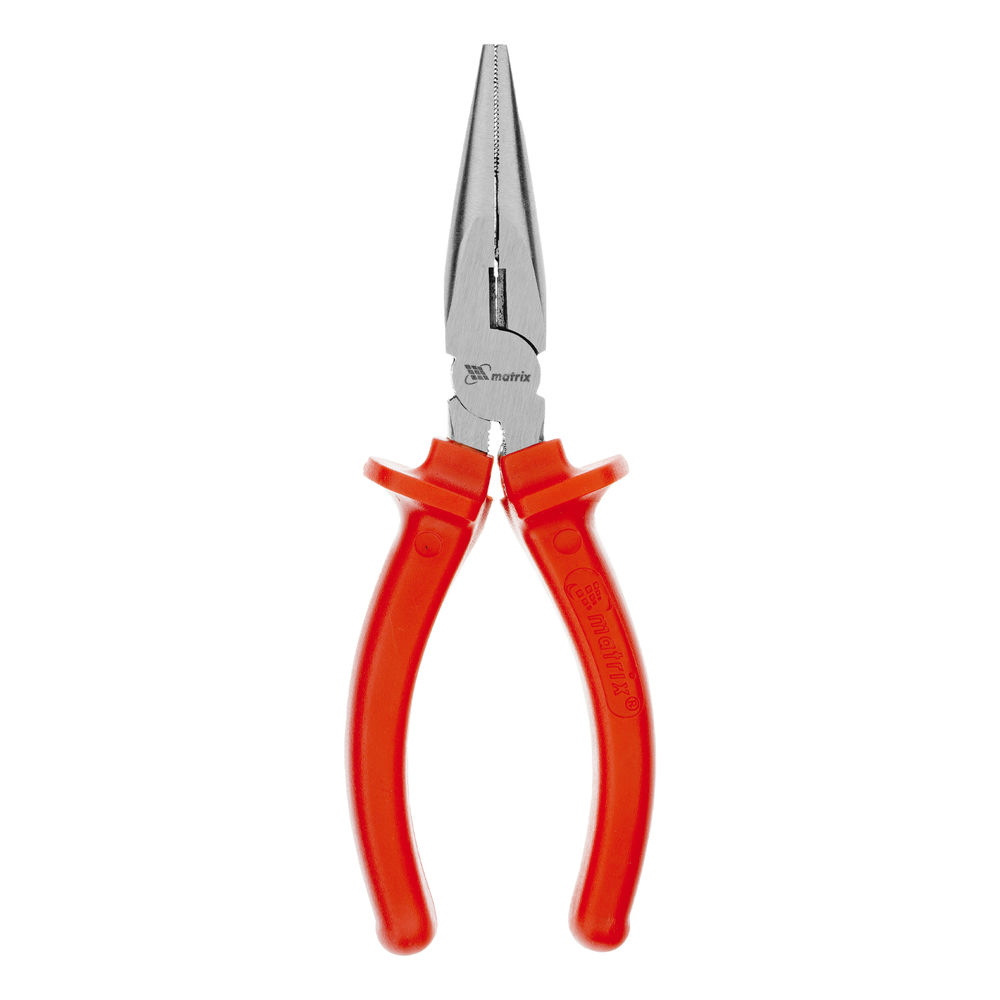 Длинногубцы прямые Econom, 160 мм, шлифованные, пластмассовые рукоятки Matrix (17192)