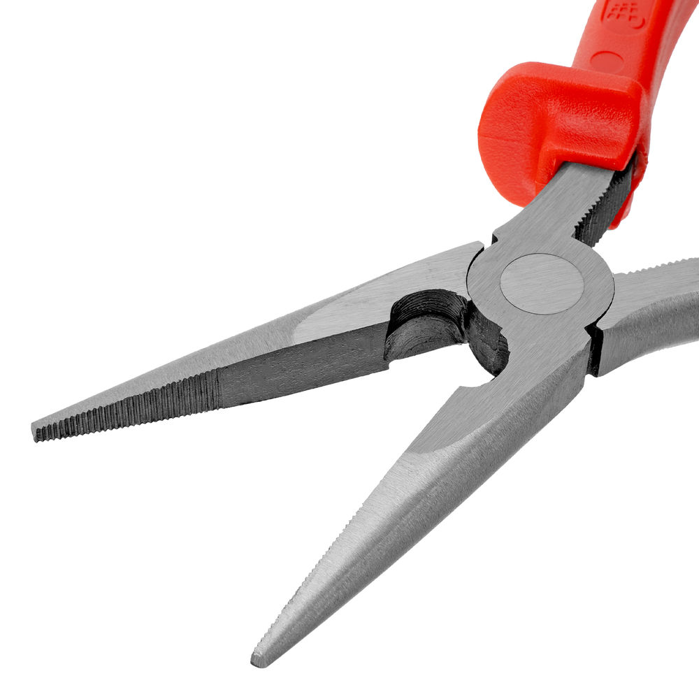 Длинногубцы прямые Econom, 200 мм, шлифованные, пластмассовые рукоятки Matrix (17194)