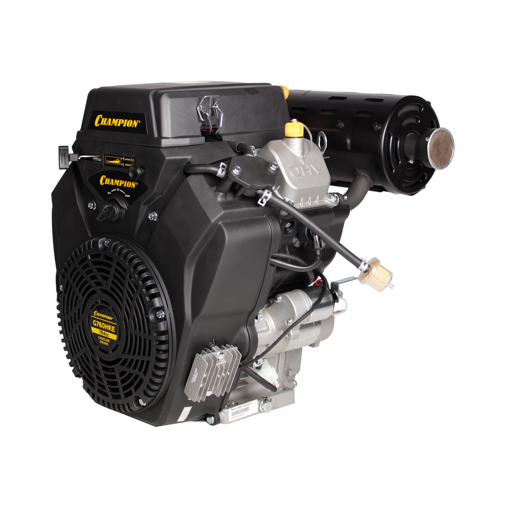 Двигатель 24лс/18кВт 764см? 25мм 48,5кг шпонка эл.стартер выход 12В/260Вт CHAMPION G760HKE