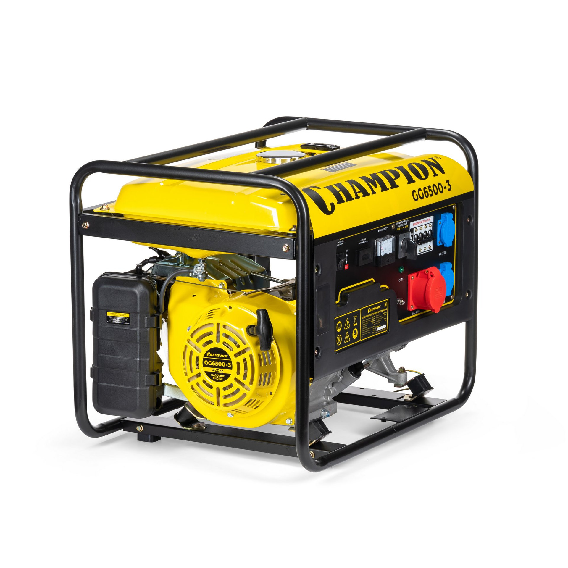 Генератор CHAMPION GG6500-3 (400В6,2/6,8кВАcosф=0,8 15лс 25л 67кг) (GG6500-3)