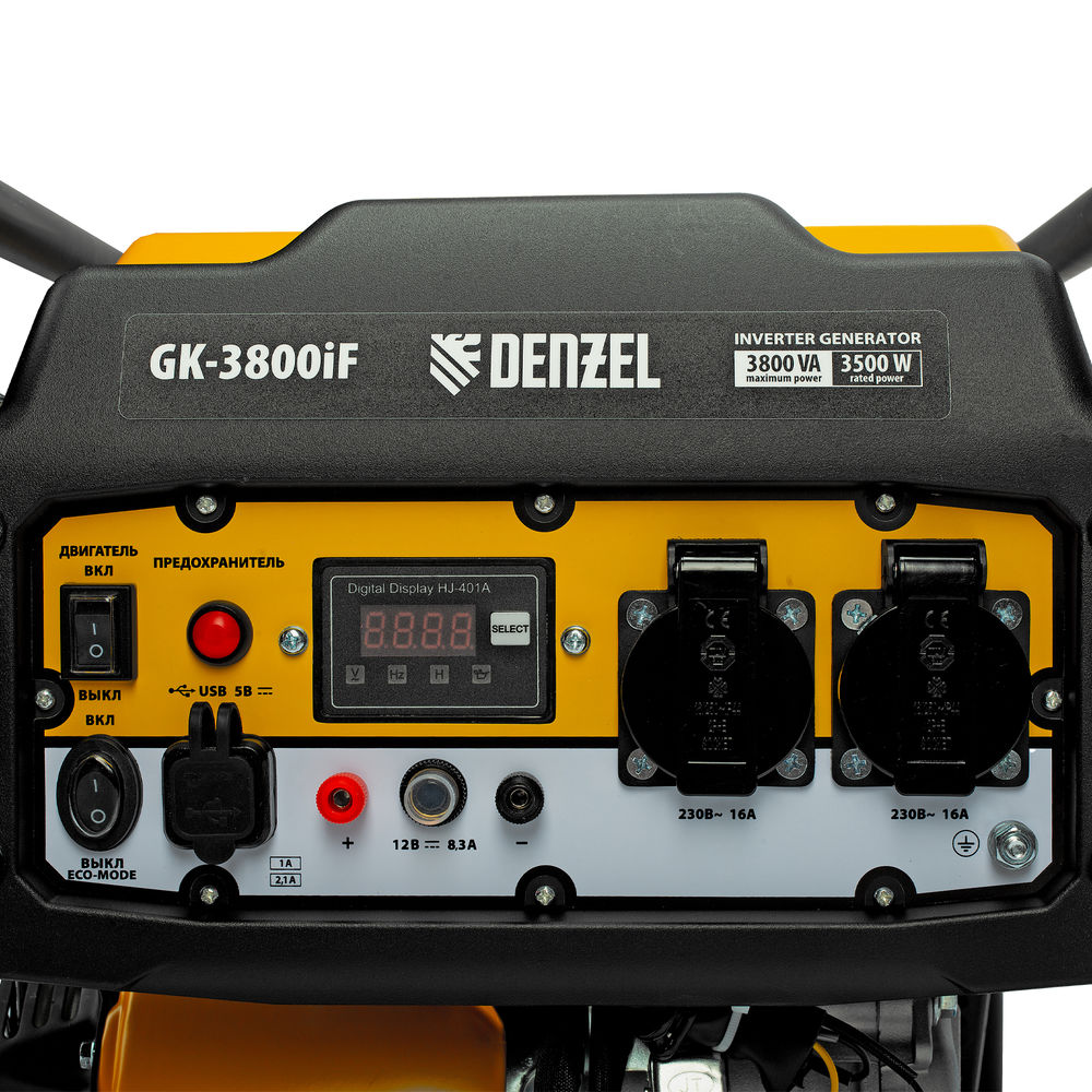 Генератор инверторный GK-3800iF, 3,8 кВт, 230 В, ручной старт DENZEL (94708)