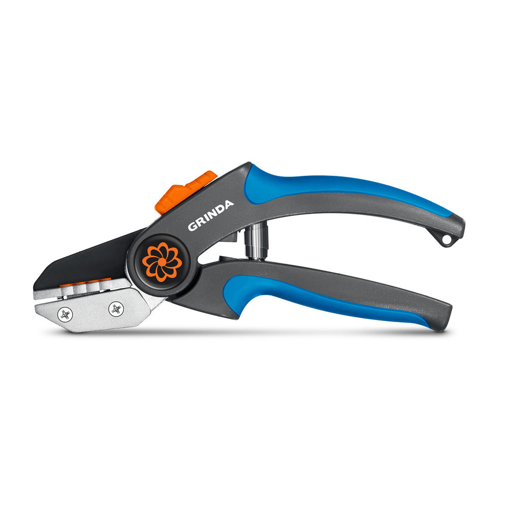 Контактный секатор P-56, 205 мм, легированная сталь, двухкомпонентные рукоятки, PROLine GRINDA 423456