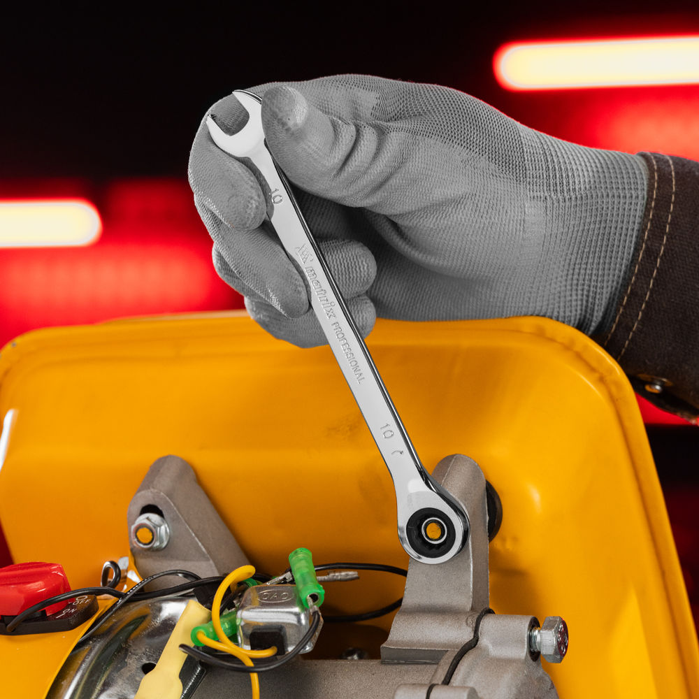 Ключ комбинированный трещоточный, 10 мм, CrV, зеркальный хром Matrix Professional