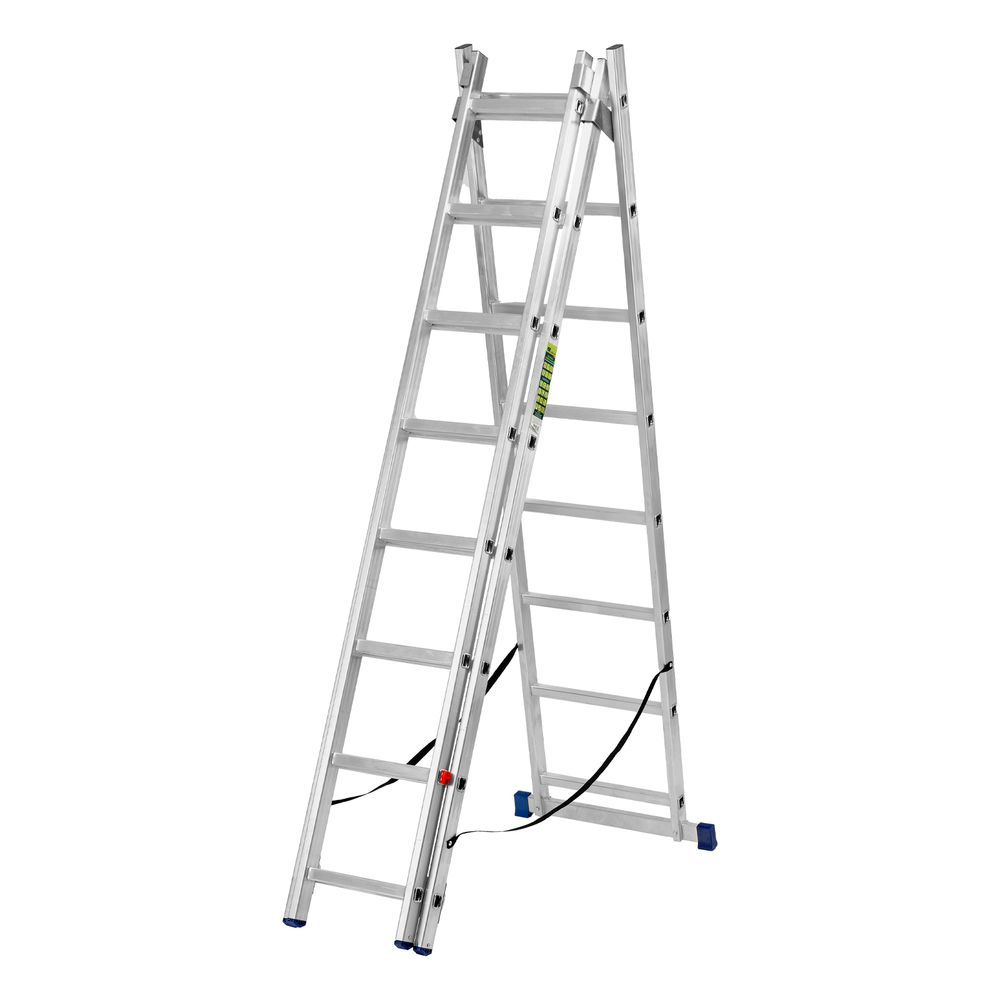 Лестница, 3 х 8 ступеней, алюминиевая, трехсекционная, Сибртех (97818)