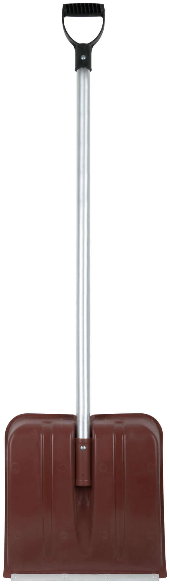 Лопата для уборки снега пластиковая цветная, алюминиевый черенок 380х365х1340 мм (68116)