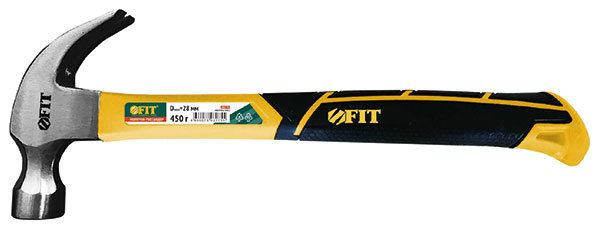 Молоток-гвоздодер, фиберглассовая усиленная ручка, Профи 28 мм, 340 гр. (44778)