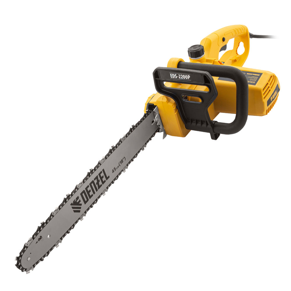 Пила цепная электрическая EDS-2200P, 2.2 кВт,поперечная, шина 45 см, шаг 3/8, паз 1.3 мм, 63 звена Denzel (95617)