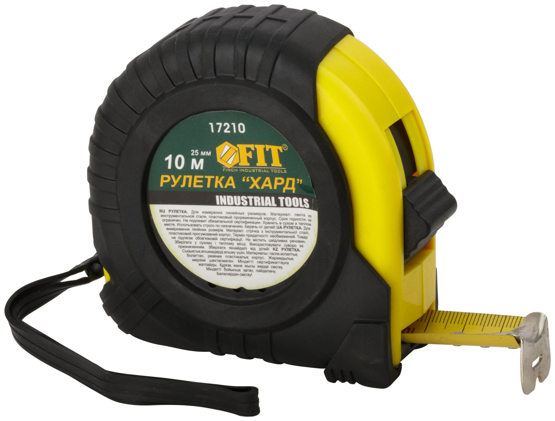 Рулетка прорезиненный корпус Хард 10 м x 25 мм