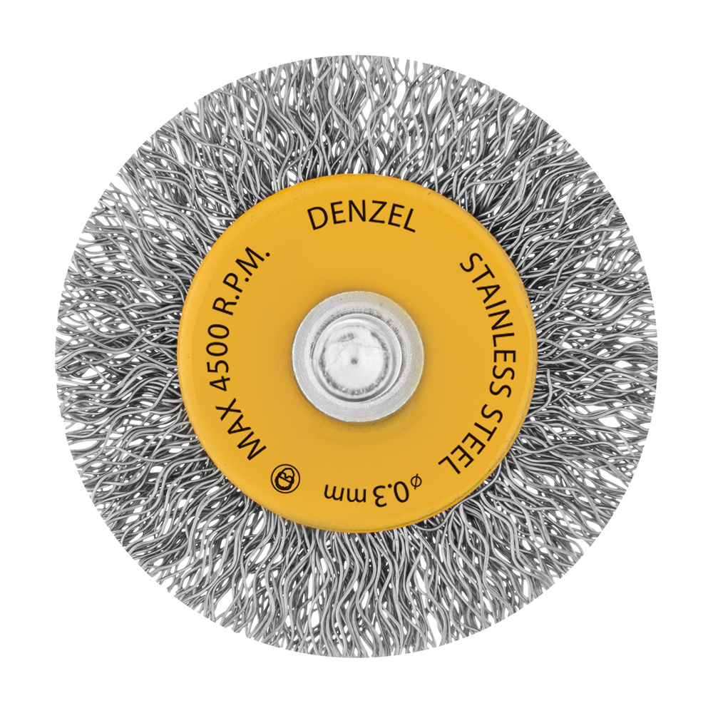Щетка для дрели, 50 мм, Плоская, со шпилькой, нержавеющая витая проволока Denzel (744623)