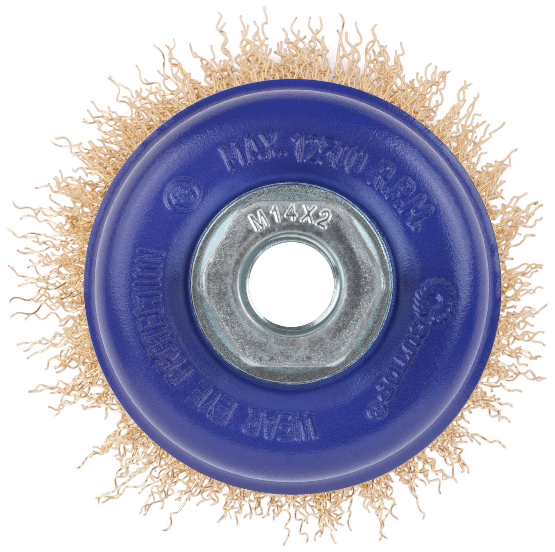 Щетка для УШМ, М14, тип Чашка, латун. витая проволока 0,3 мм, 75 мм, блистер, CUTOP Profi (82-894)