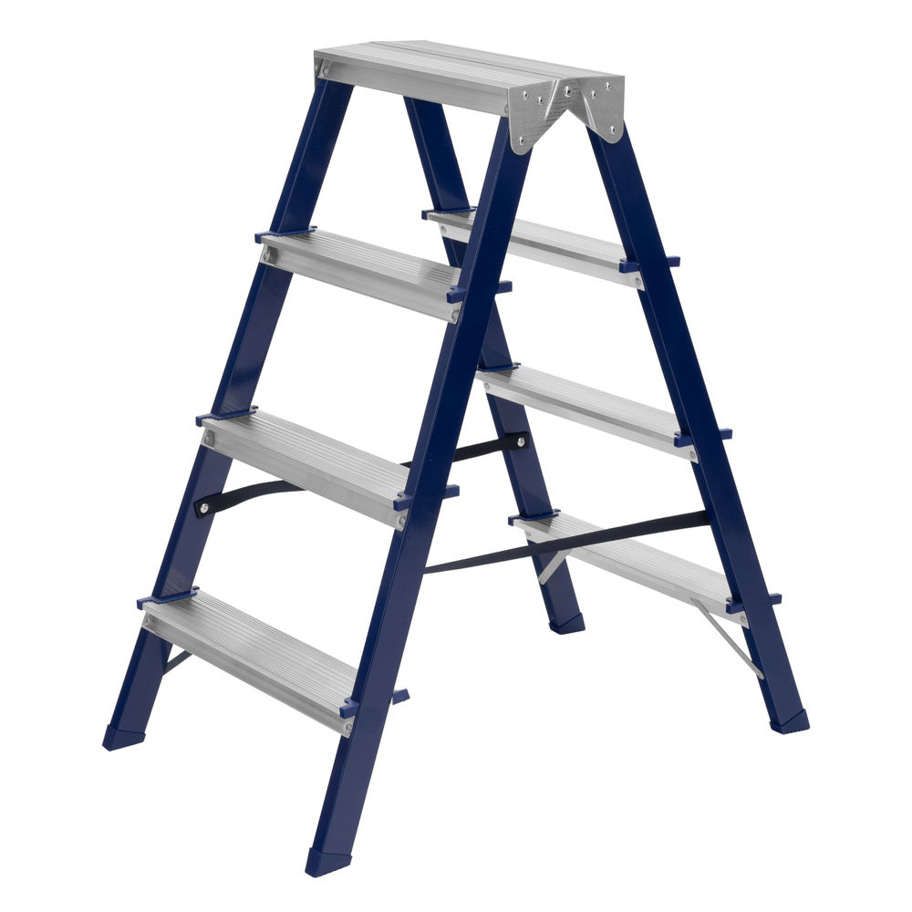 Стремянка двусторонняя 4 ступени, стальная, Сибртех (97934)