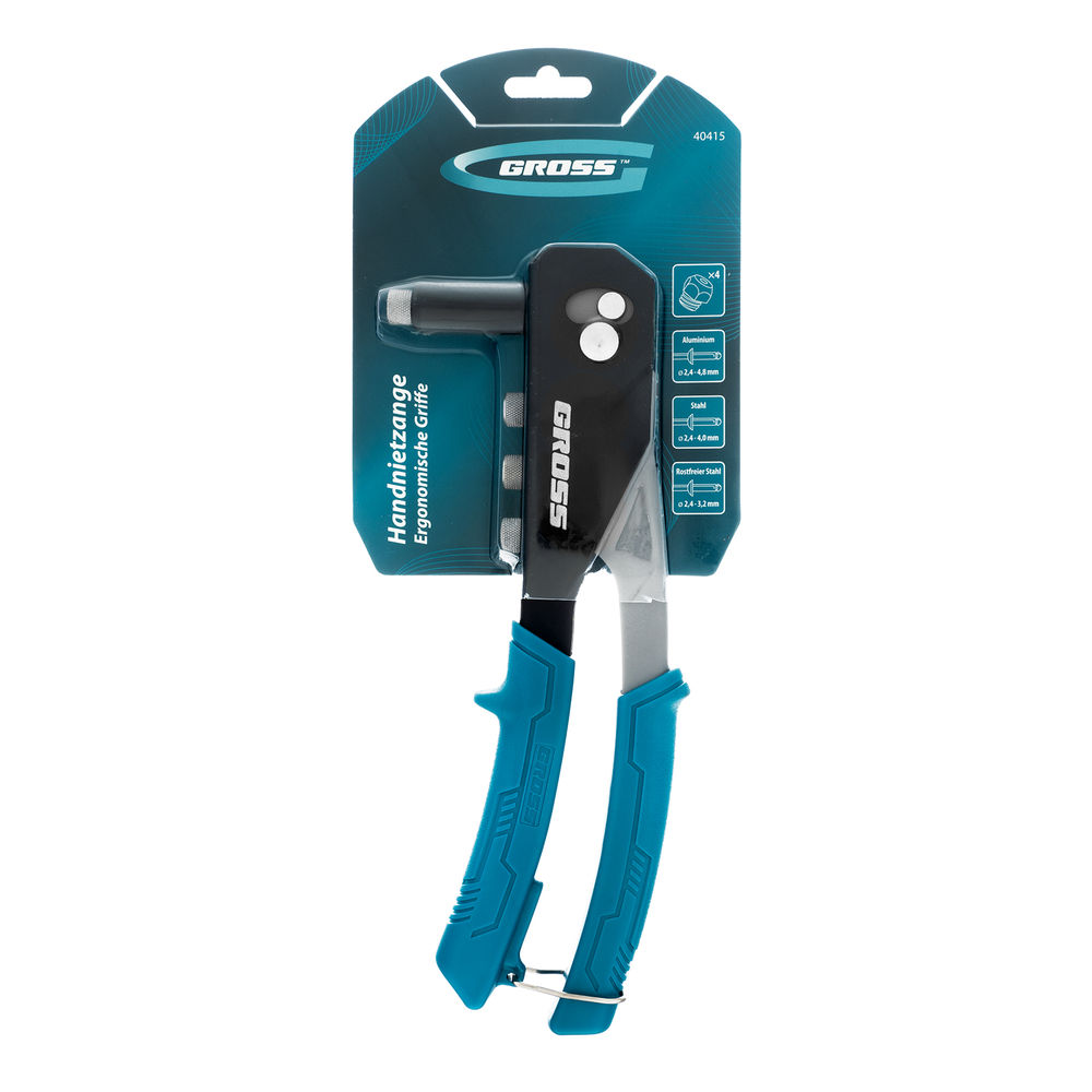 Заклепочник ручной, 260 мм, заклепки 2,4-3,2-4,0-4,8 мм Gross (40415)