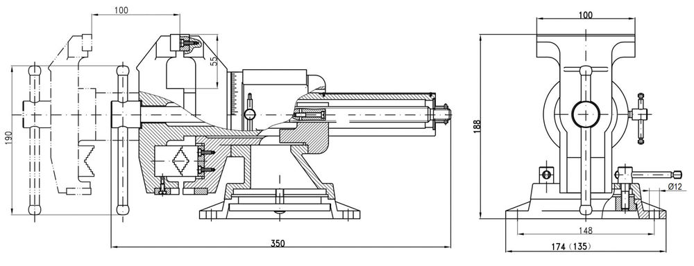 Многофункциональные слесарные тиски 100 мм ЗУБР ЭКСПЕРТ-3D 32712-100