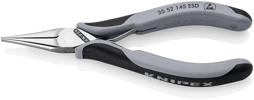Длинногубцы захватные для электроники ESD, антистатические, плоские губки, 145 мм, 2-комп ручки (KN-3552145ESD)