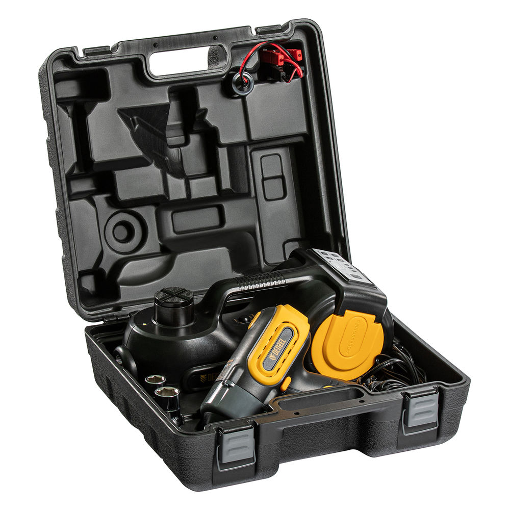 Домкрат электрогидравлический «3 в 1» (1,5 т), 12В, с гайковертом электрическим, в наборе Denzel (51190)