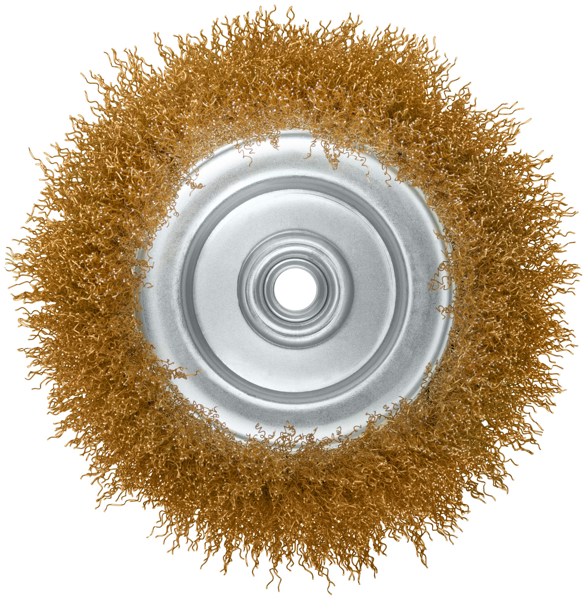 Корщетка-чашка, гайка М14, стальная латунированная волнистая проволока 150 мм (39274)