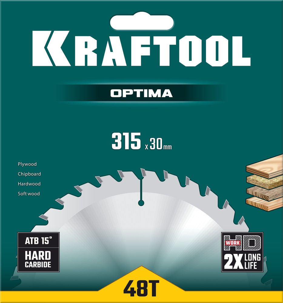 Пильный диск по дереву Optima, 315 х 30 мм, 48Т KRAFTOOL 36951-315-30