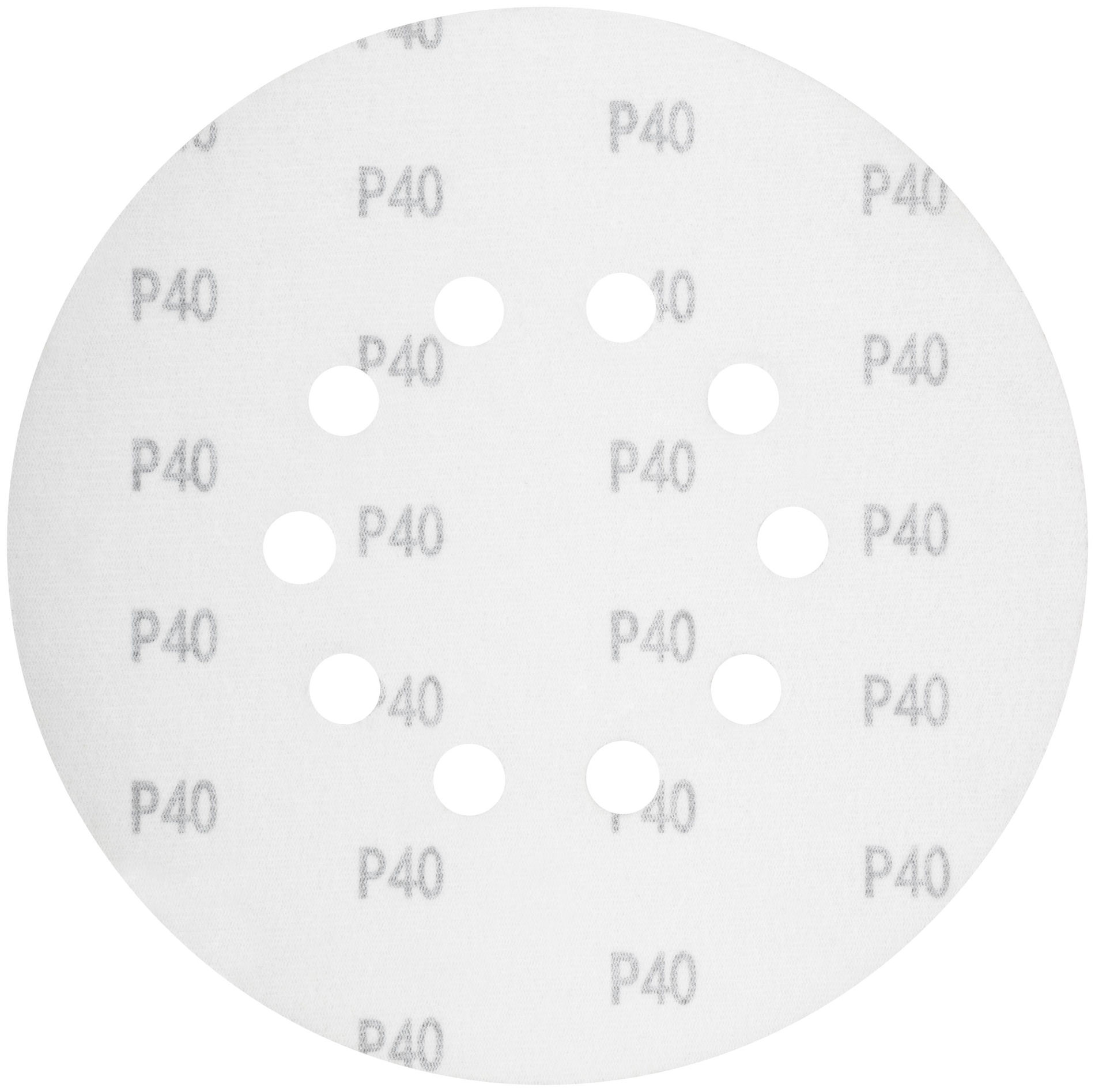 Круги шлифовальные с отверстиями (липучка), алюминий-оксидные, 225 мм, 5 шт. Р 40 (39892)