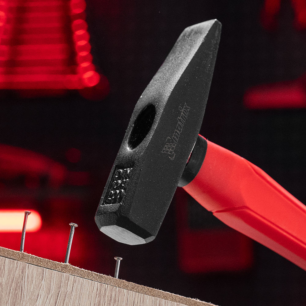 Молоток слесарный optimal, 200 г, фибергласовая обрезиненная рукоятка, квадратный боек Matrix