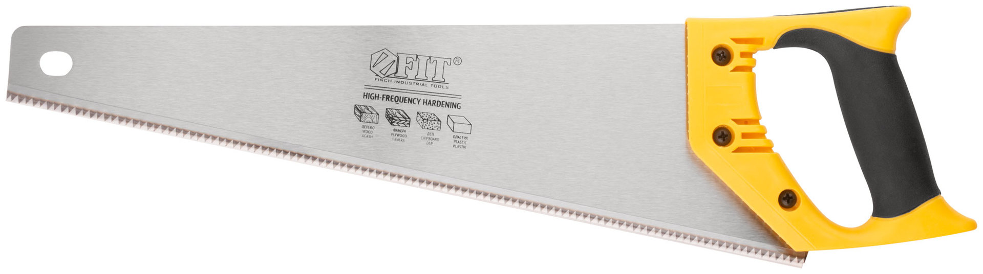 Ножовка по дереву, средний каленый зуб 7 ТPI, 2D заточка, пластиковая прорезиненная ручка 400 мм (40431)