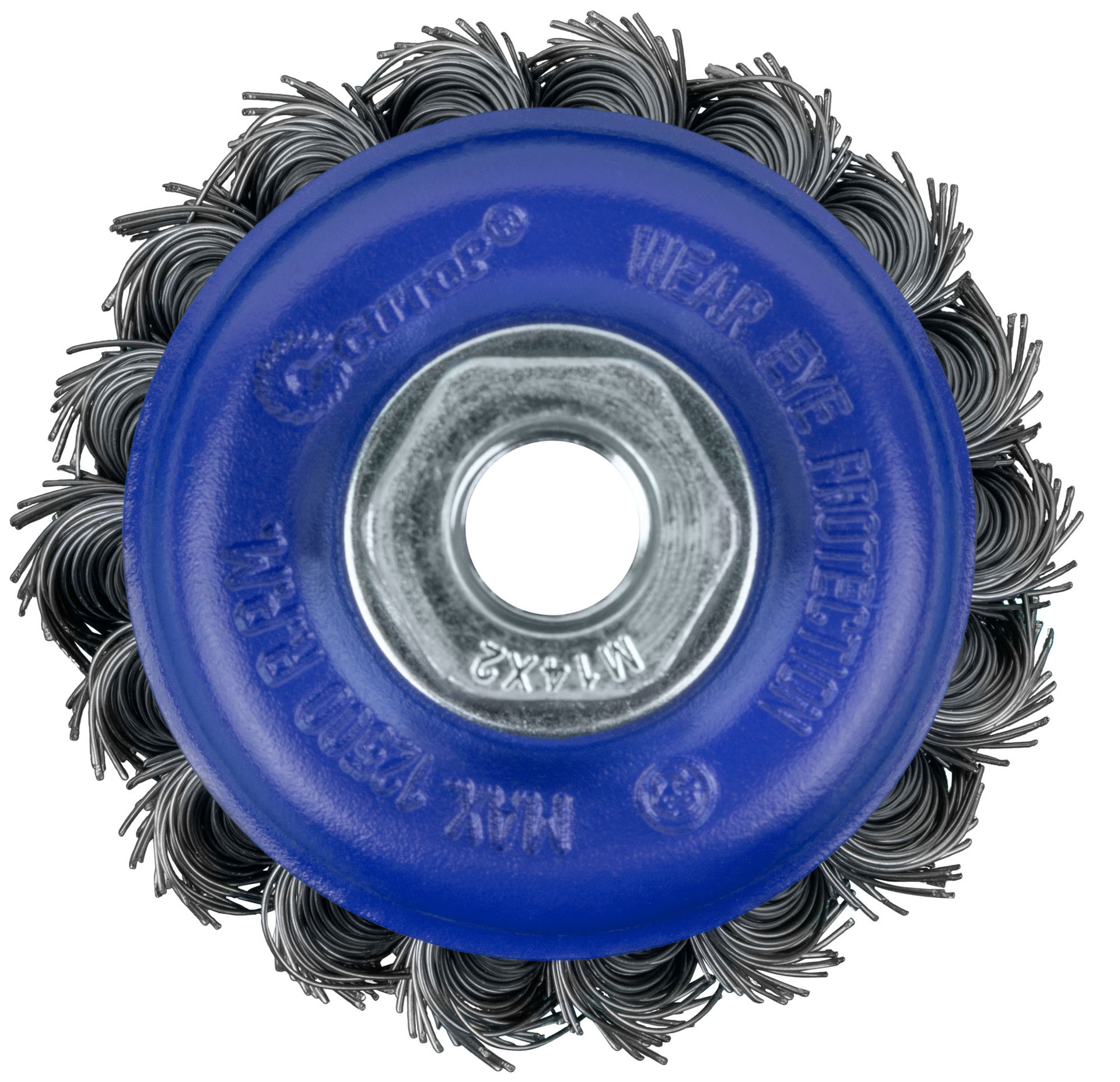 Щетка для УШМ, М14, тип Чашка, крученая витая проволока 0,5 мм, 75 мм, блистер, CUTOP Profi (82-898)