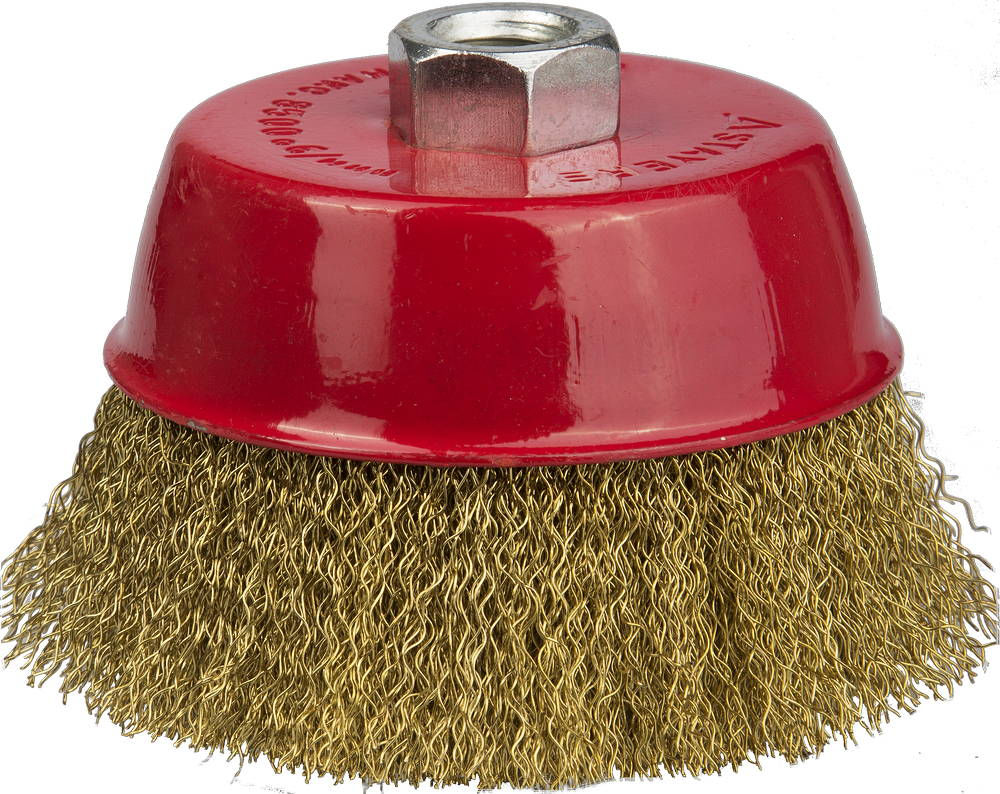 Щетка-крацовка чашечная для УШМ 75 мм, витая стальная латунированная проволока 0.3 мм STAYER Professional 35125-075_z01