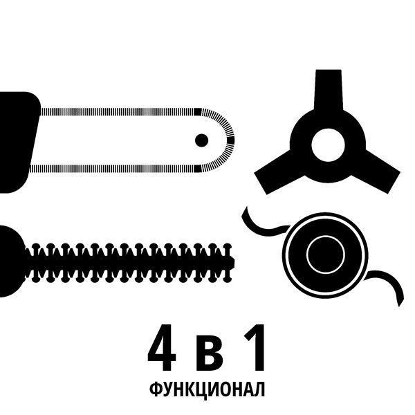 Высоторез-коса акк.4 в одном Einhell GE-LM 36/4in1 Li,2х18В,коса нож/леска,кусторез,ц.пила,без АКК (3410901)