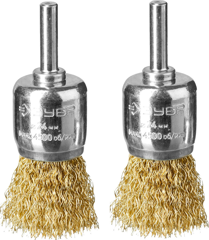 Щетки кистевые для дрели 24 мм, витая стальная латунированная проволока 0.3 мм, набор ЗУБР Профессионал 35225-24-H2_z02