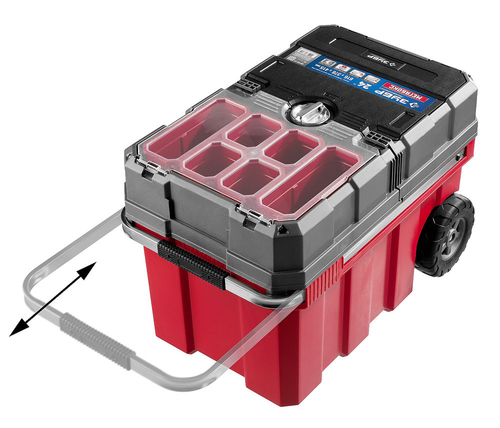 Пластиковый ящик-тележка для инструментов 616 х 378 х 415 мм 24 Профессионал ЗУБР МЕГАБОКС-24 38133-24