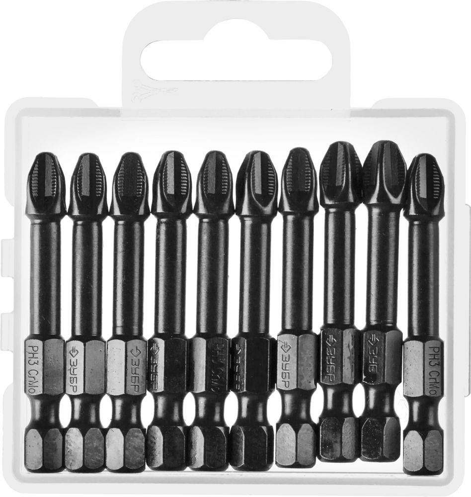 Биты ударные PH3, 50 мм, 10 шт ЗУБР Профессионал 26021-3-50-S10