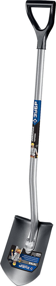 Штыковая лопата тип ЛКО 280 х 190 х 1200 мм полотно 2 мм титановая алюминиевый изогнутый черенок с рукояткой Профессионал ЗУБР Титан 39418