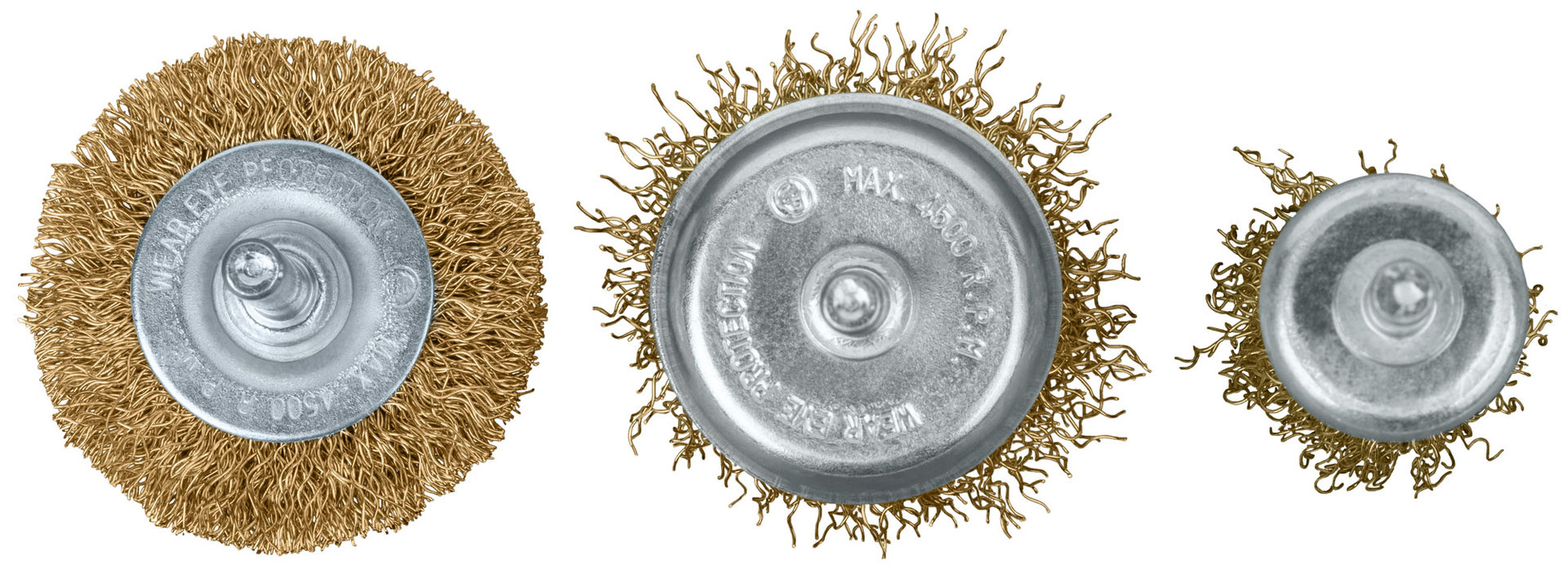 Корщетки со штифтом, набор 3 шт. ( колесо 50 мм / чашка 50 мм / венчик 25 мм ) (38563)