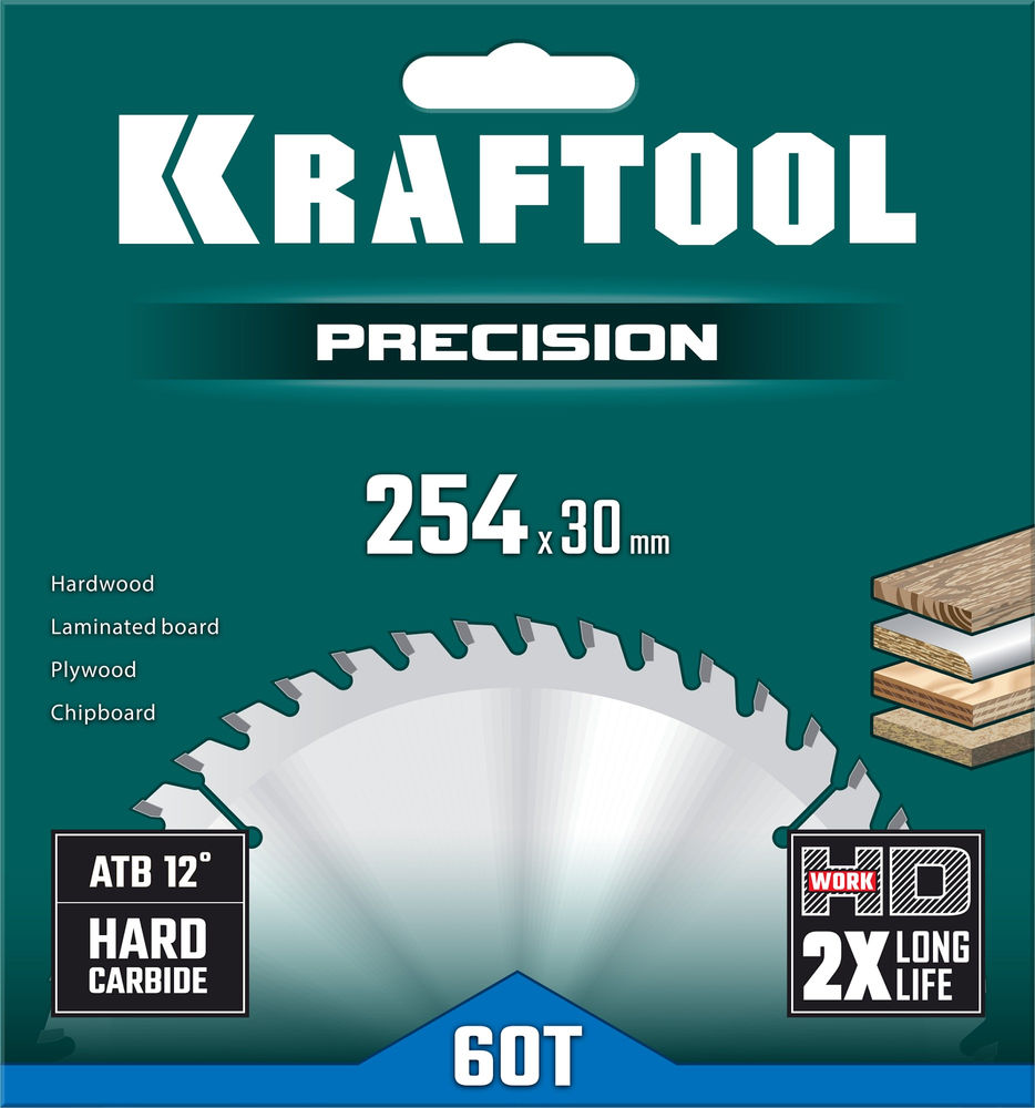Пильный диск по дереву Precision, 254 х 30 мм, 60Т KRAFTOOL 36952-254-30