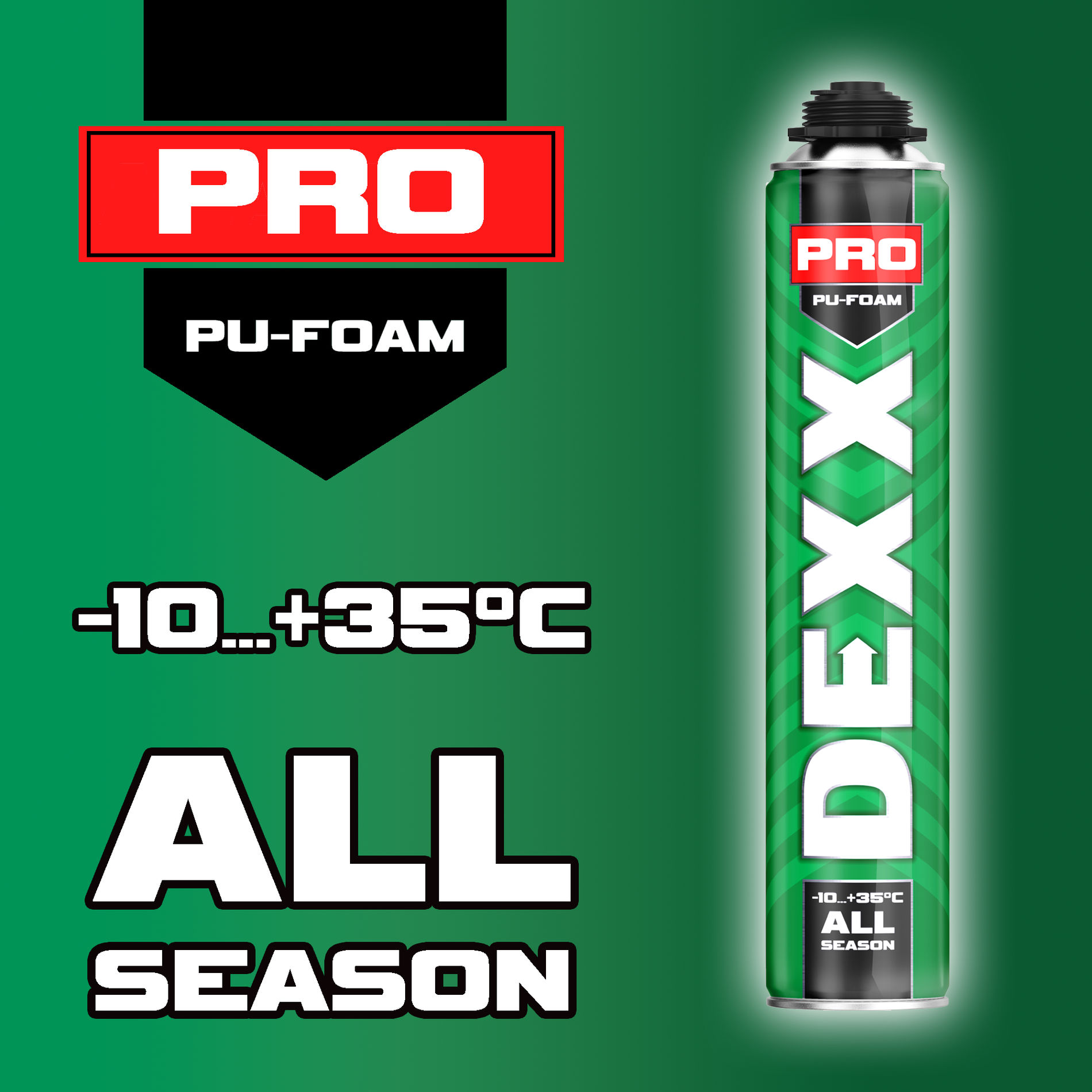 Монтажная пена PRO, 750 мл, пистолетная, всесезонная, выход до 30 л DEXX 41126