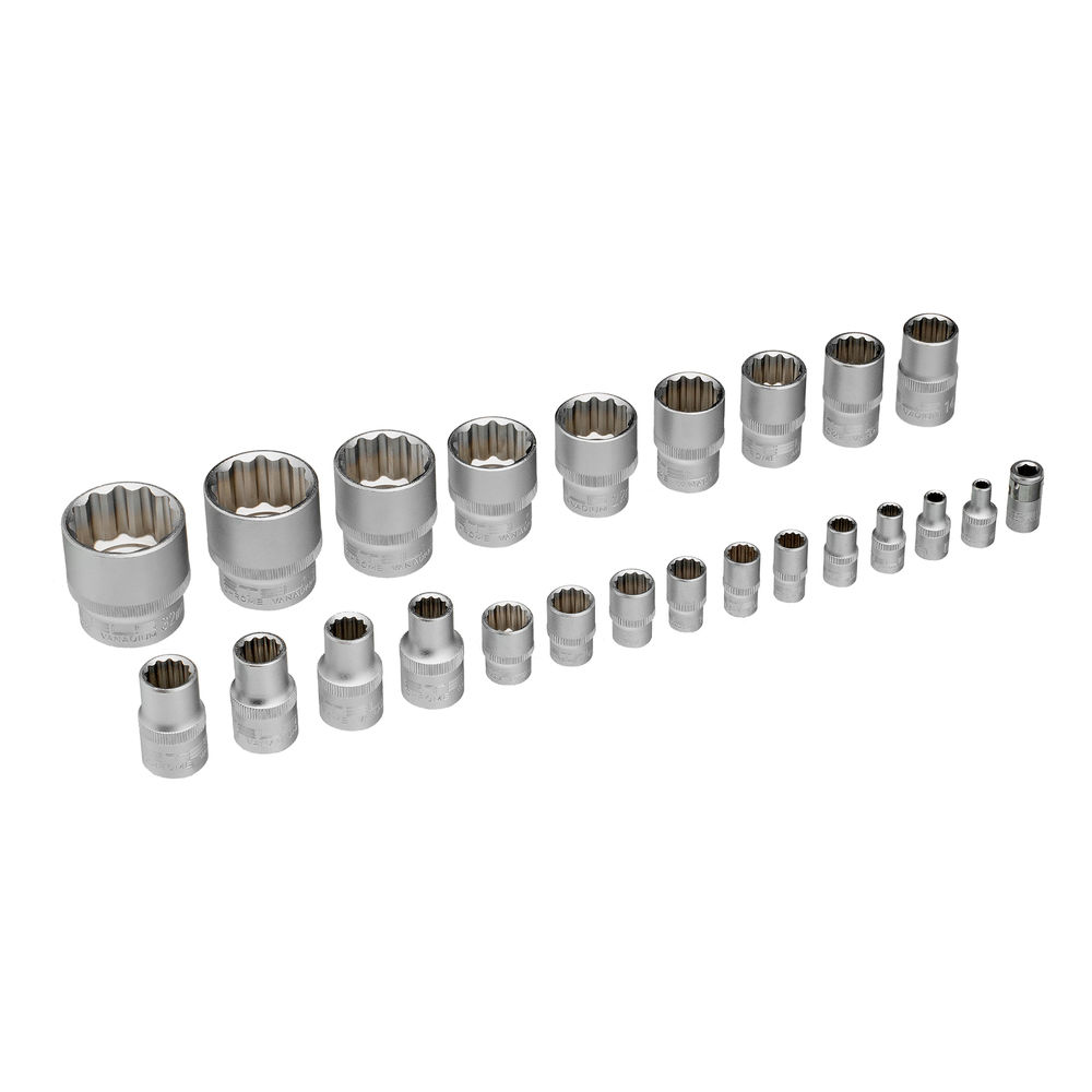 Набор инструментов, 1/2, 1/4, CrV, 12 гранные головки, пластиковый кейс, 76 предметов Stels