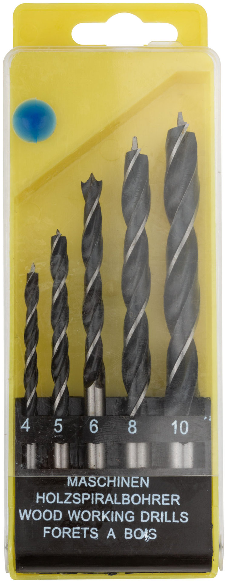 Набор сверл по дереву, пластиковый бокс, 5 шт.(4-5-6-8-10 мм) (36101)