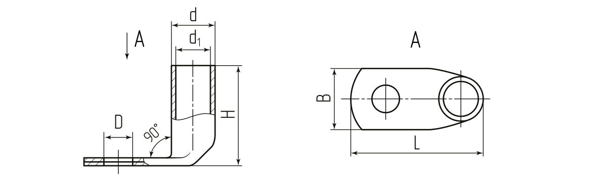 Наконечник кабельный угловой ТМЛс(90) 70-8 (КВТ) (92336)