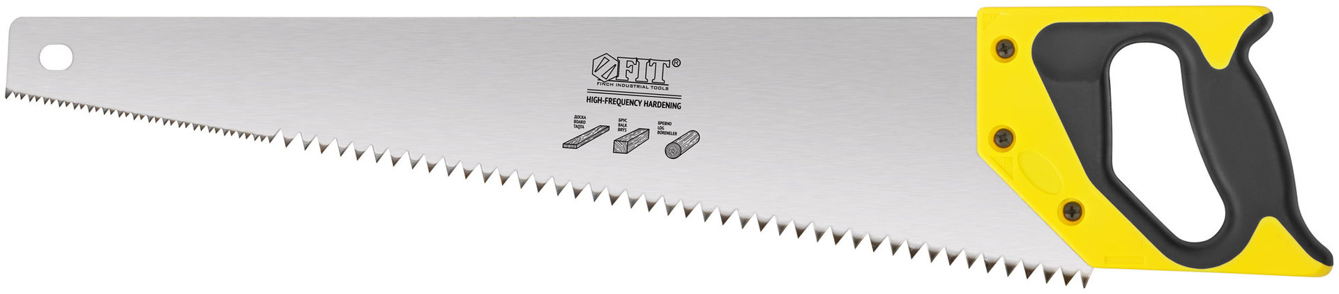 Ножовка по дереву, крупный каленый зуб 3 ТPI с запилом 7 ТPI, 2D заточка, пласт.прорезинен.ручка 500 мм (40403)