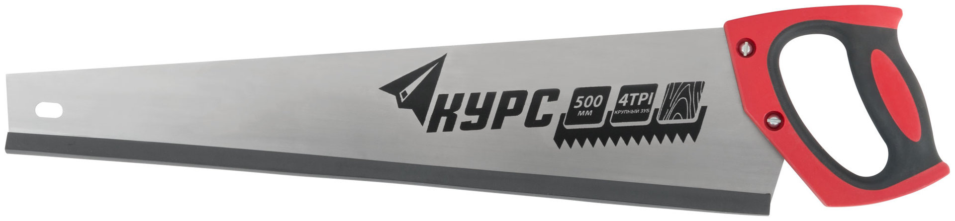 Ножовка по дереву универсальная, шаг 6,0 мм, пластиковая прорезиненная ручка 500 мм (40353)