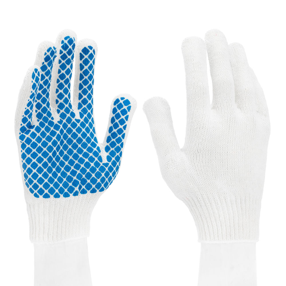 Перчатки х/б, ПВХ покрытие, шахматный облив, 10 класс (67776)