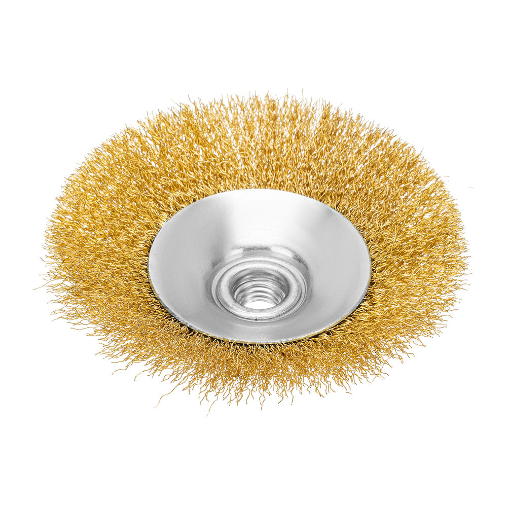 Щетка для УШМ, 125 мм, М14, тарелка, латунированная витая проволока Matrix (74616)