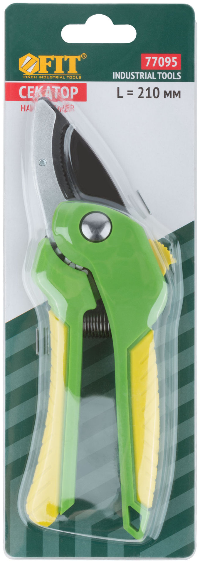 Секатор, режущие кромки встык с наковальней, тефлон, зубчатый привод, прорезин.ручки 210 мм (77095)