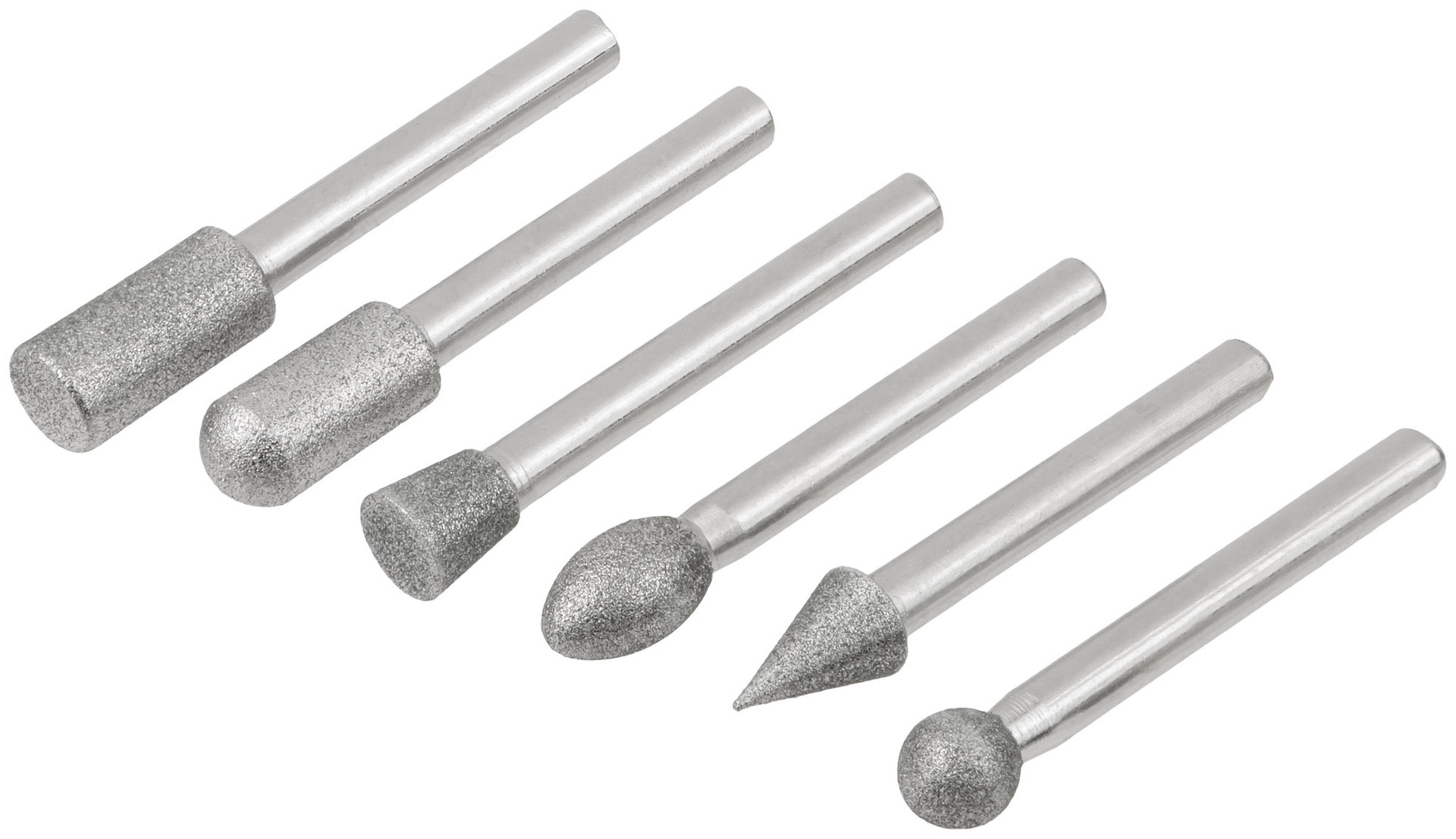 Шарошки усиленная сталь с алмазным напылением, штифт диам. 6 мм, 6 шт. (36482)