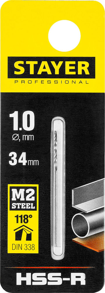 Сверло по металлу быстрорежущая сталь P6M5 Professional HSS-R STAYER 1.0x34 мм 29602-1  