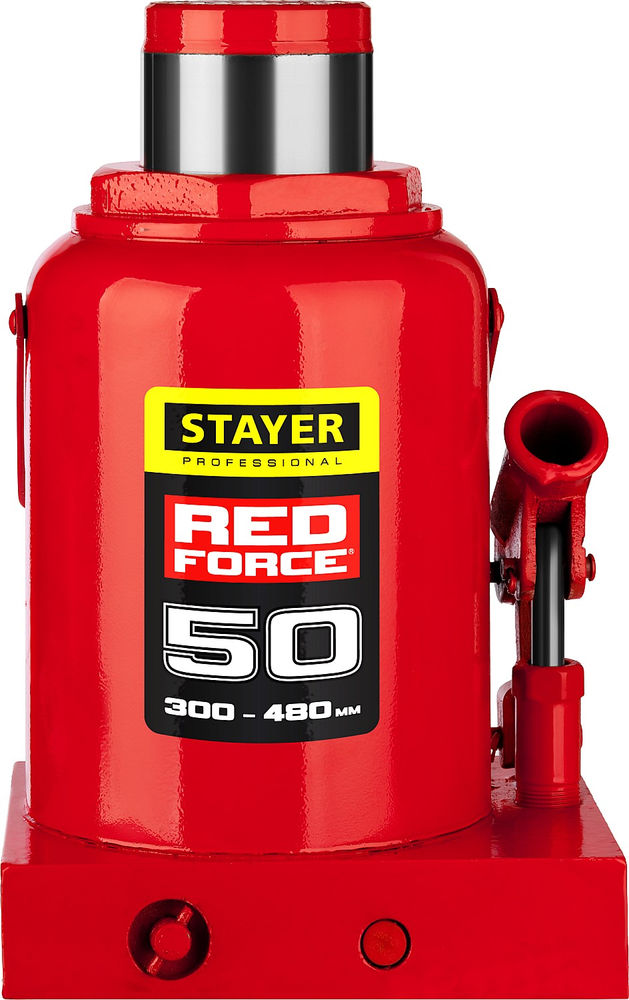 Домкрат бутылочный гидравлический 50 т, 300 - 480 мм RED FORCE Professional STAYER 43160-50