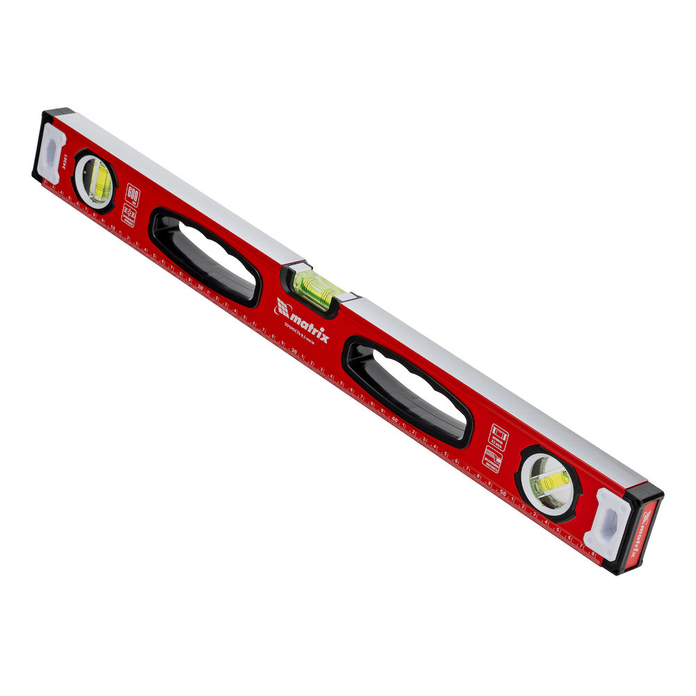 Уровень алюминиевый, фрезерованный, 3 глазка, рукоятки, 600 мм Matrix (34201)