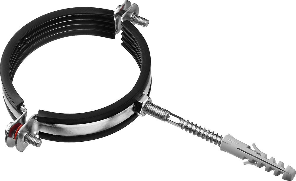 Хомут трубный с сантехнической шпилькой и дюбелем 3, цинк, 1 шт ЗУБР 37866-87-94  