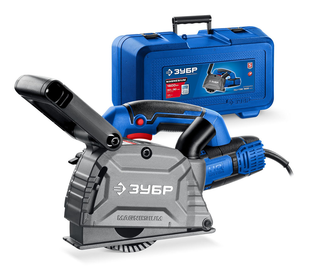 Штроборез (бороздодел) d 125 мм, 1600 Вт, ширина 30 мм, кейс ЗУБР Профессионал ЗШ-П30-1600 ПСТК