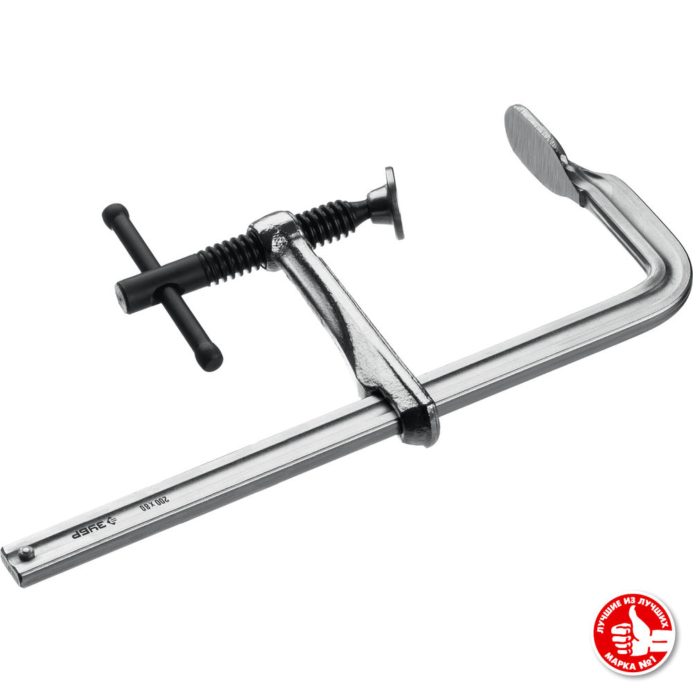 Цельнокованая струбцина КС-200/80, F, 200 х 80 мм ЗУБР Профессионал 32157-080-200